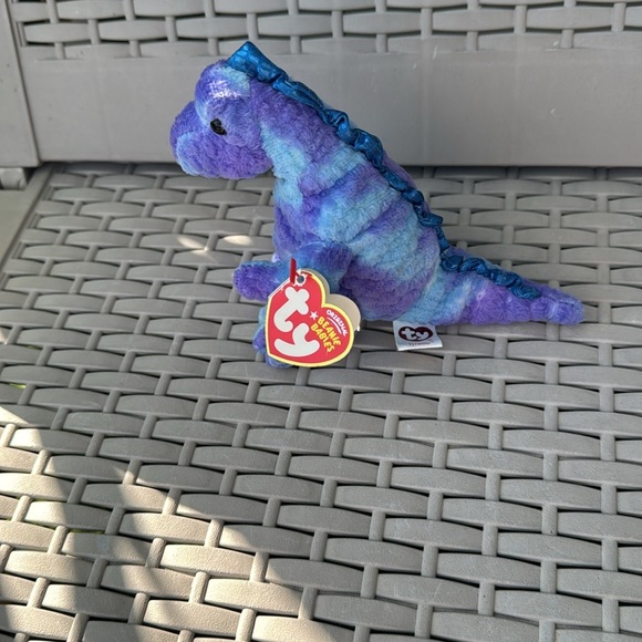 Ty Beanie Babies Blue and Purple Dinosaur Plush - Picture 2 of 4